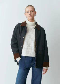 Chaqueta encerada con chaleco borrego extraíble