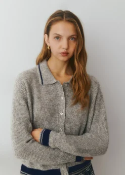 Chaqueta punto cuello polo contrastes