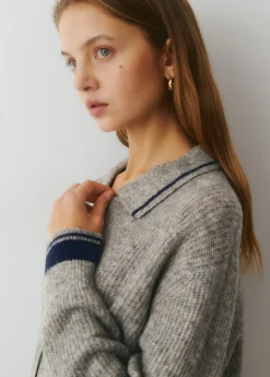 Chaqueta punto cuello polo contrastes