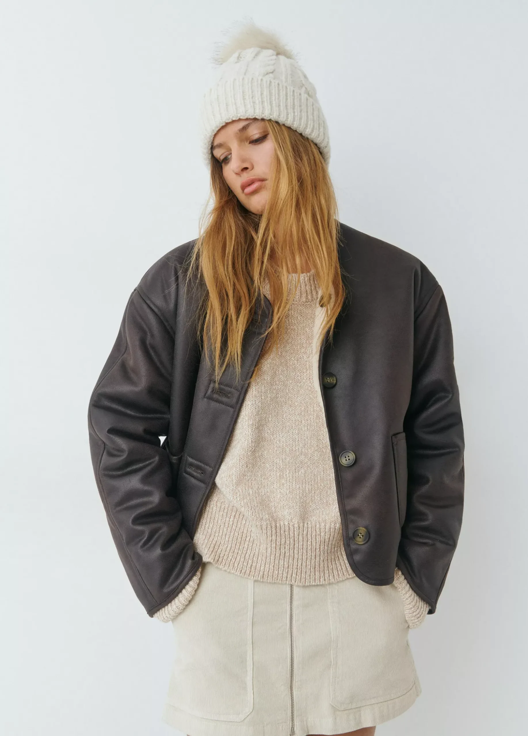 Chaqueta reversible doble faz efecto piel