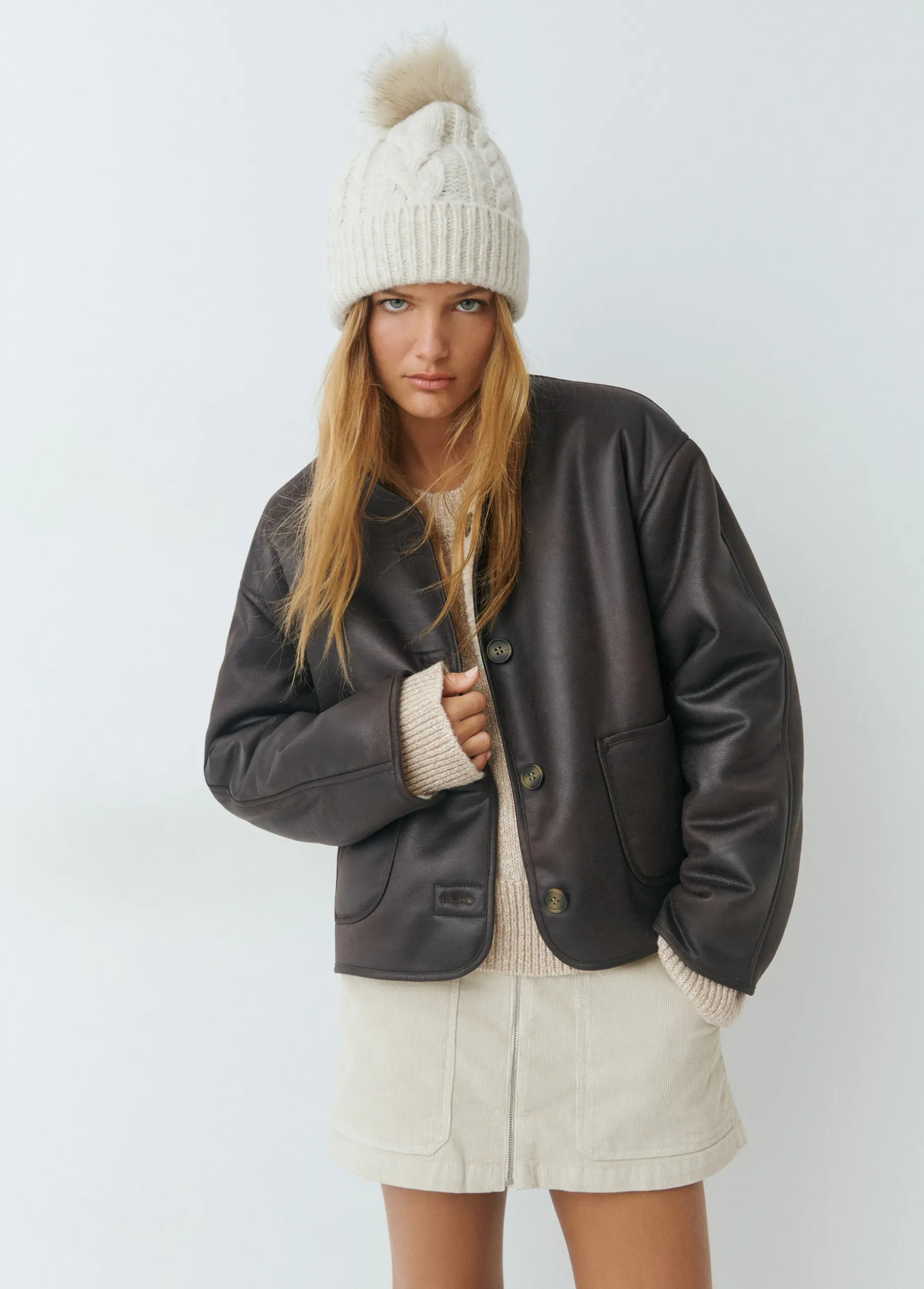 Chaqueta reversible doble faz efecto piel