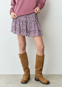 Falda estampada volantes