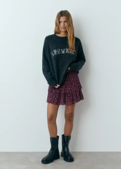 Falda estampada volantes sello indio