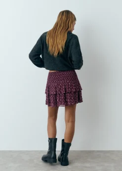 Falda estampada volantes sello indio