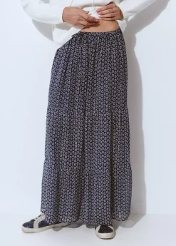 Falda fluida larga estampada