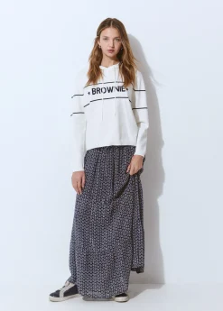 Falda fluida larga estampada