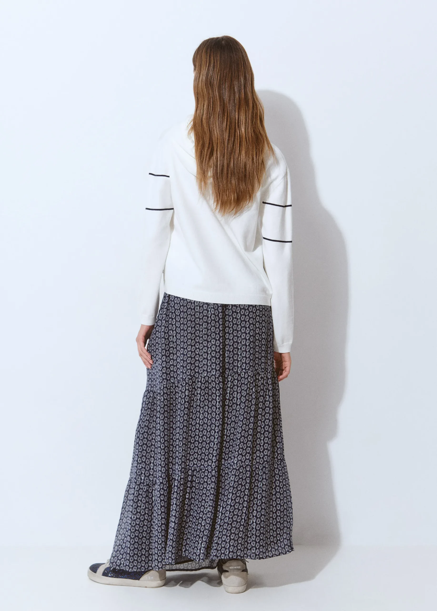 Falda fluida larga estampada