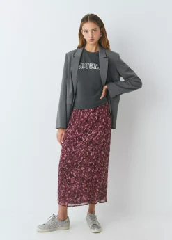 Falda midi estampada brillo