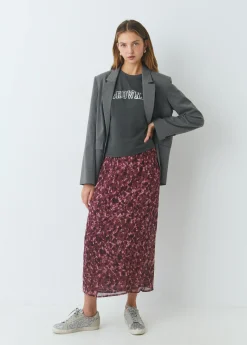 Falda midi estampada brillo