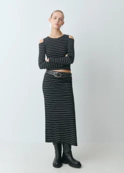 Falda midi raya lurex