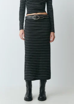 Falda midi raya lurex