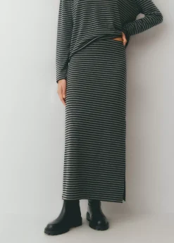Falda midi raya tejida bicolor