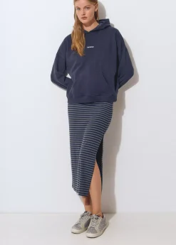 Falda rib largo midi raya tejida