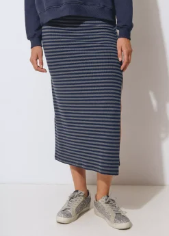 Falda rib largo midi raya tejida