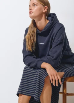 Falda rib largo midi raya tejida