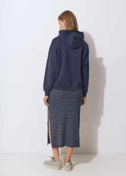 Falda rib largo midi raya tejida