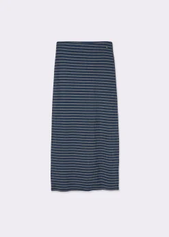 Falda rib largo midi raya tejida