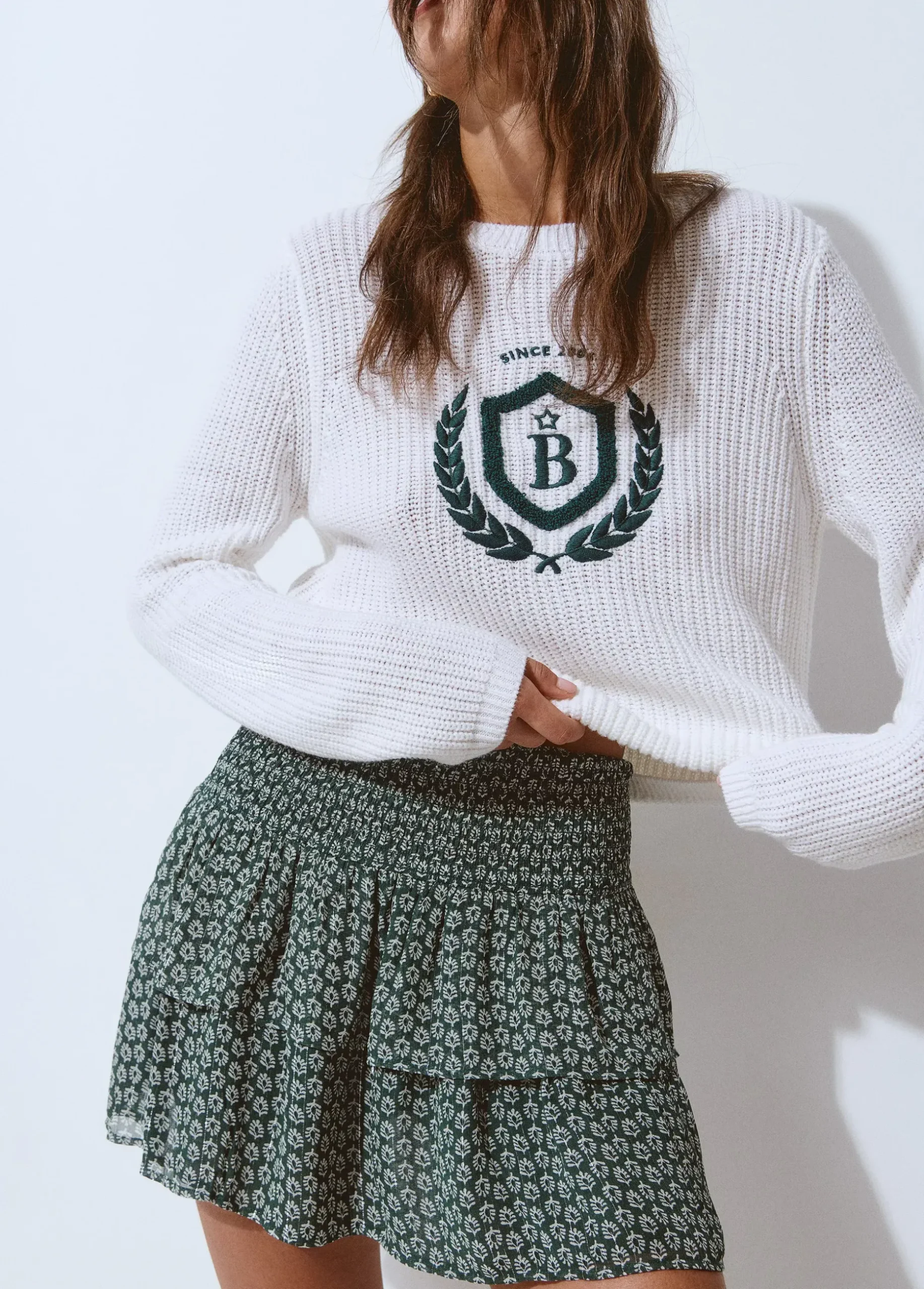 Falda volantes estampado bicolor