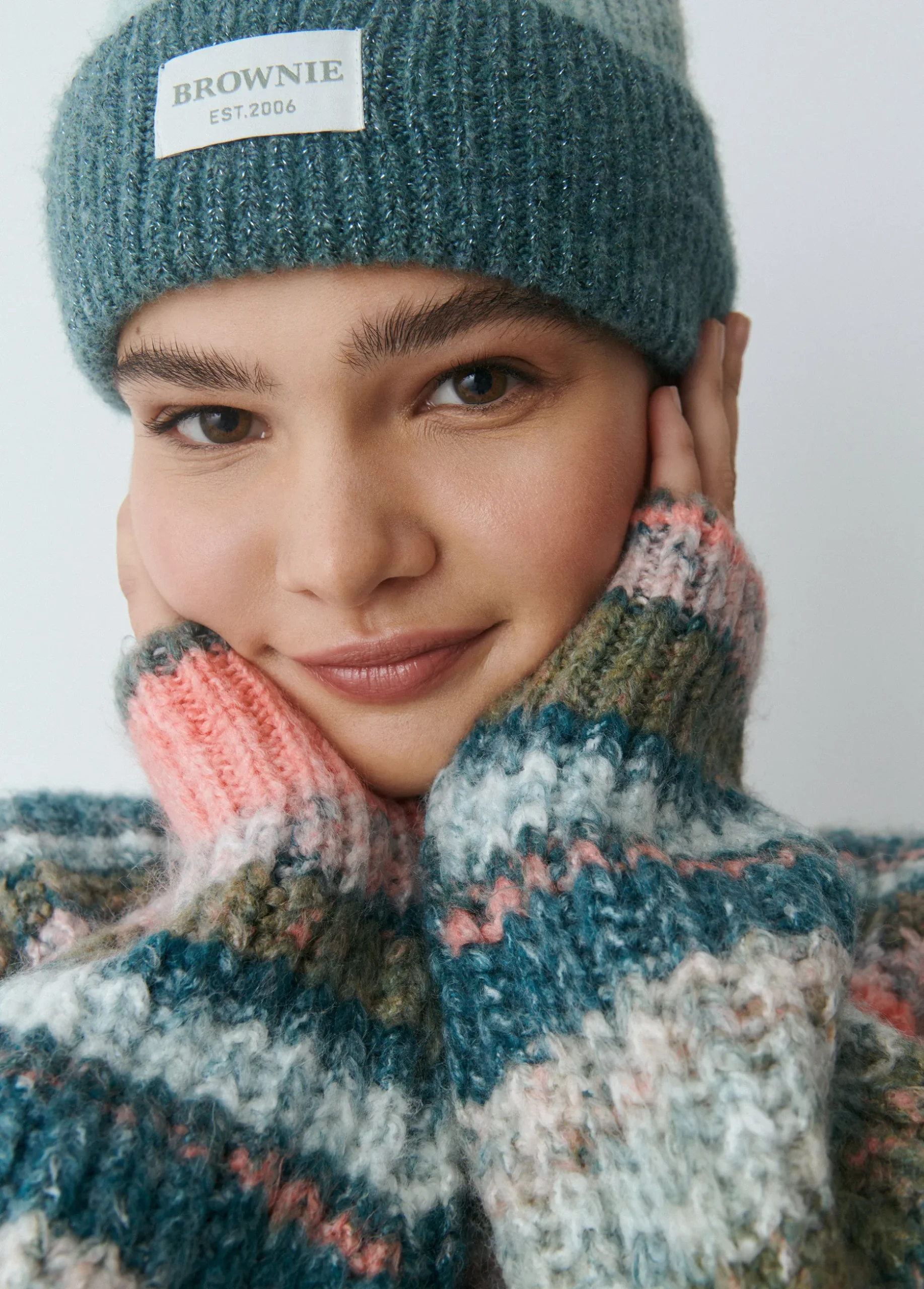 Gorro bicolor canalé lurex