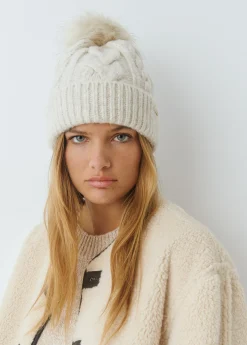 Gorro trenza bola pelo