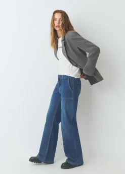 Jeans culotte bolsillo frontal