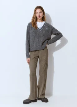 Pantalón cuadritos cargo con cinturón