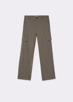 Pantalón cuadritos cargo con cinturón