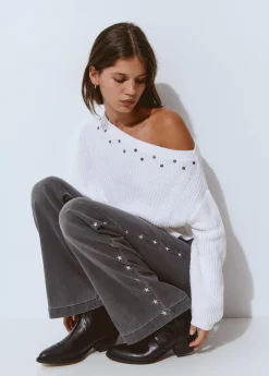 Pantalón culotte bordado estrellas