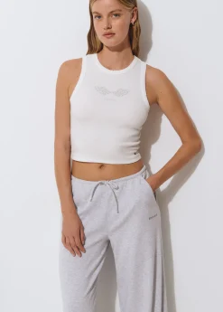 Pantalón felpa bordado