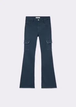 Pantalon campana cargo tachas