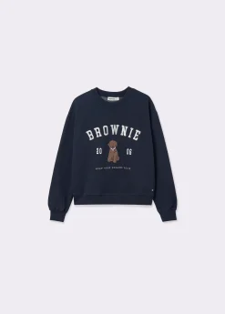 Sudadera bordada print perrito brownie