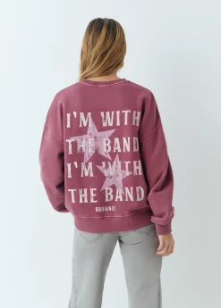 Sudadera print espalda glitter