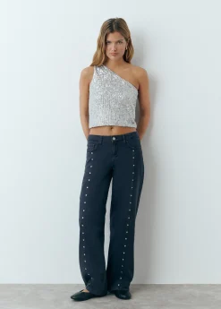 Top asimétrico lentejuelas