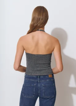 Top halter hilo metalizado