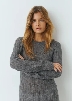 Vestido calado manga larga