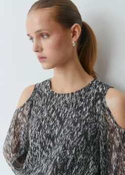 Vestido cut out brillo estampado