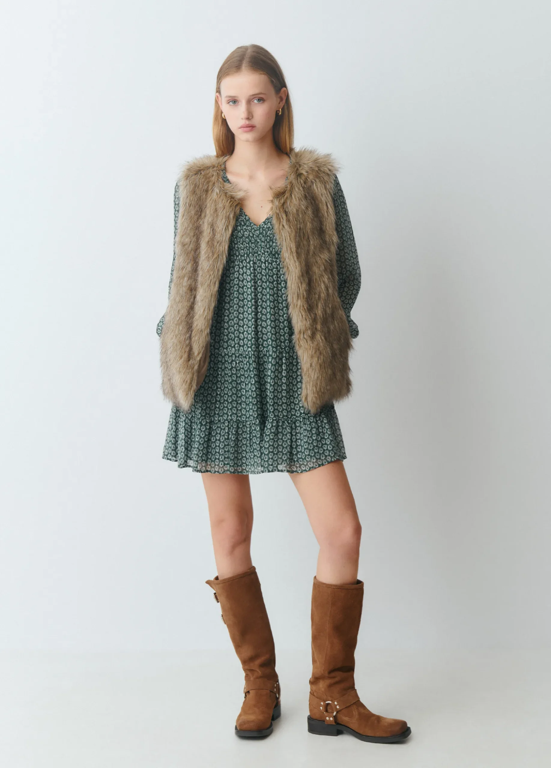 Vestido estampado bicolor