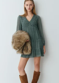 Vestido estampado bicolor