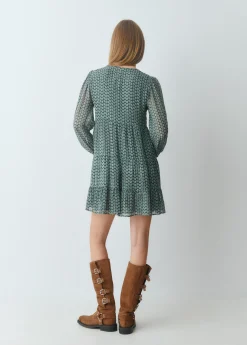 Vestido estampado bicolor