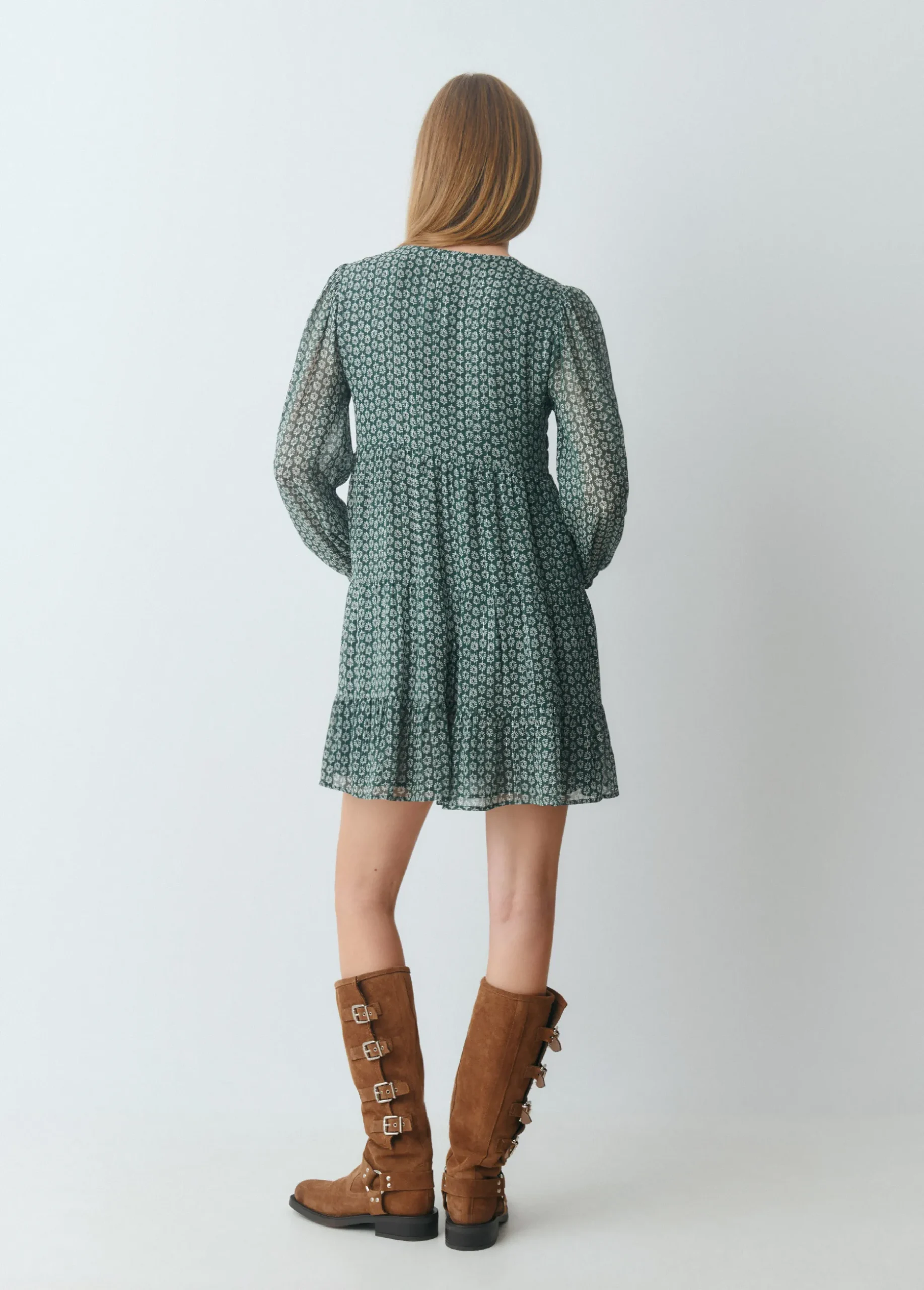 Vestido estampado bicolor