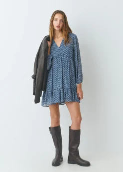 Vestido estampado fluido