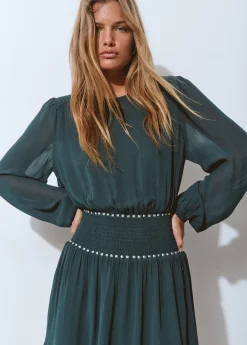 Vestido goma cintura detalle tachas