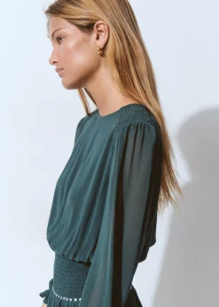 Vestido goma cintura detalle tachas