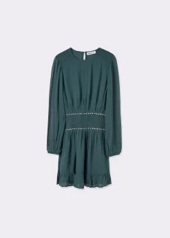 Vestido goma cintura detalle tachas