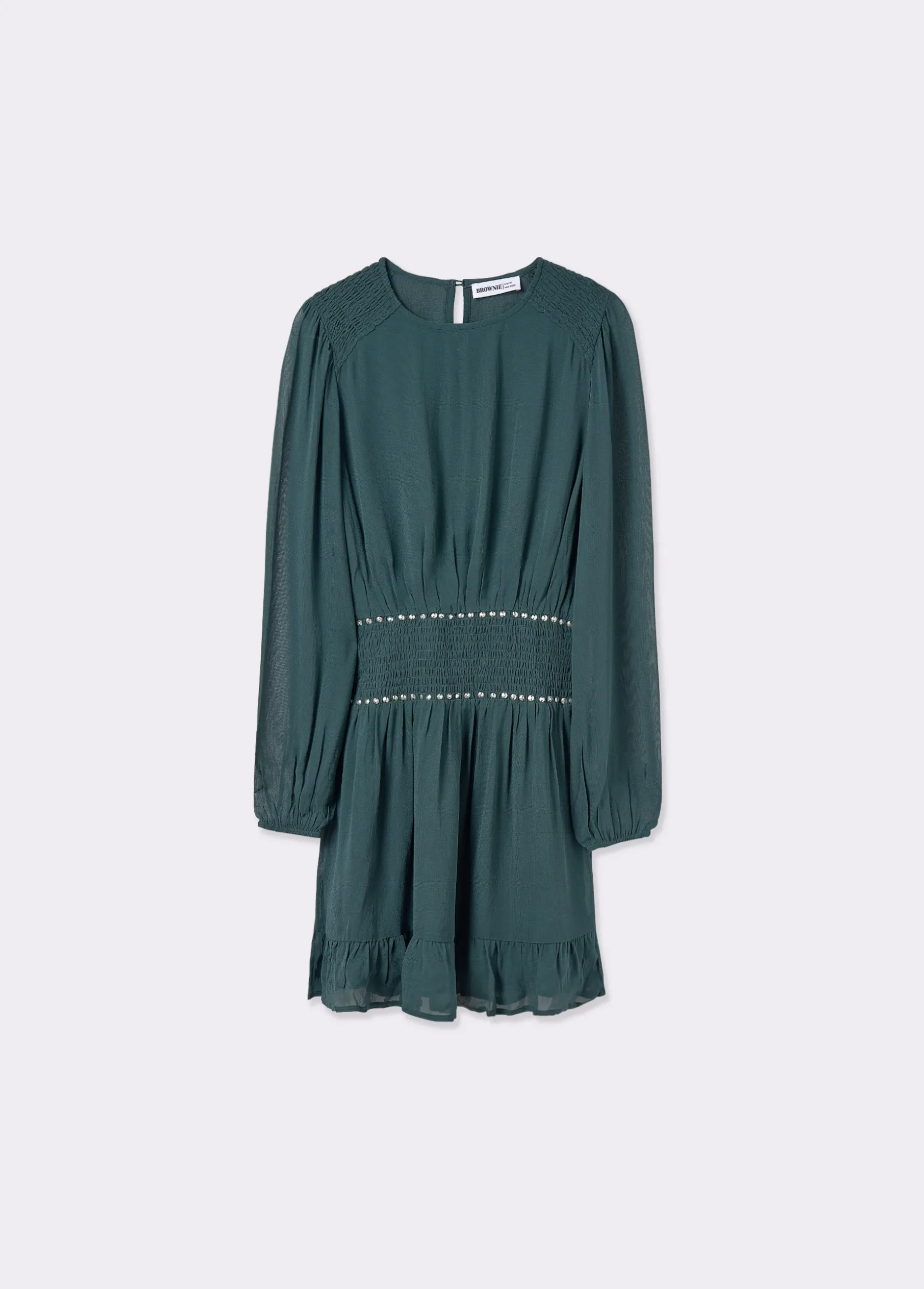 Vestido goma cintura detalle tachas