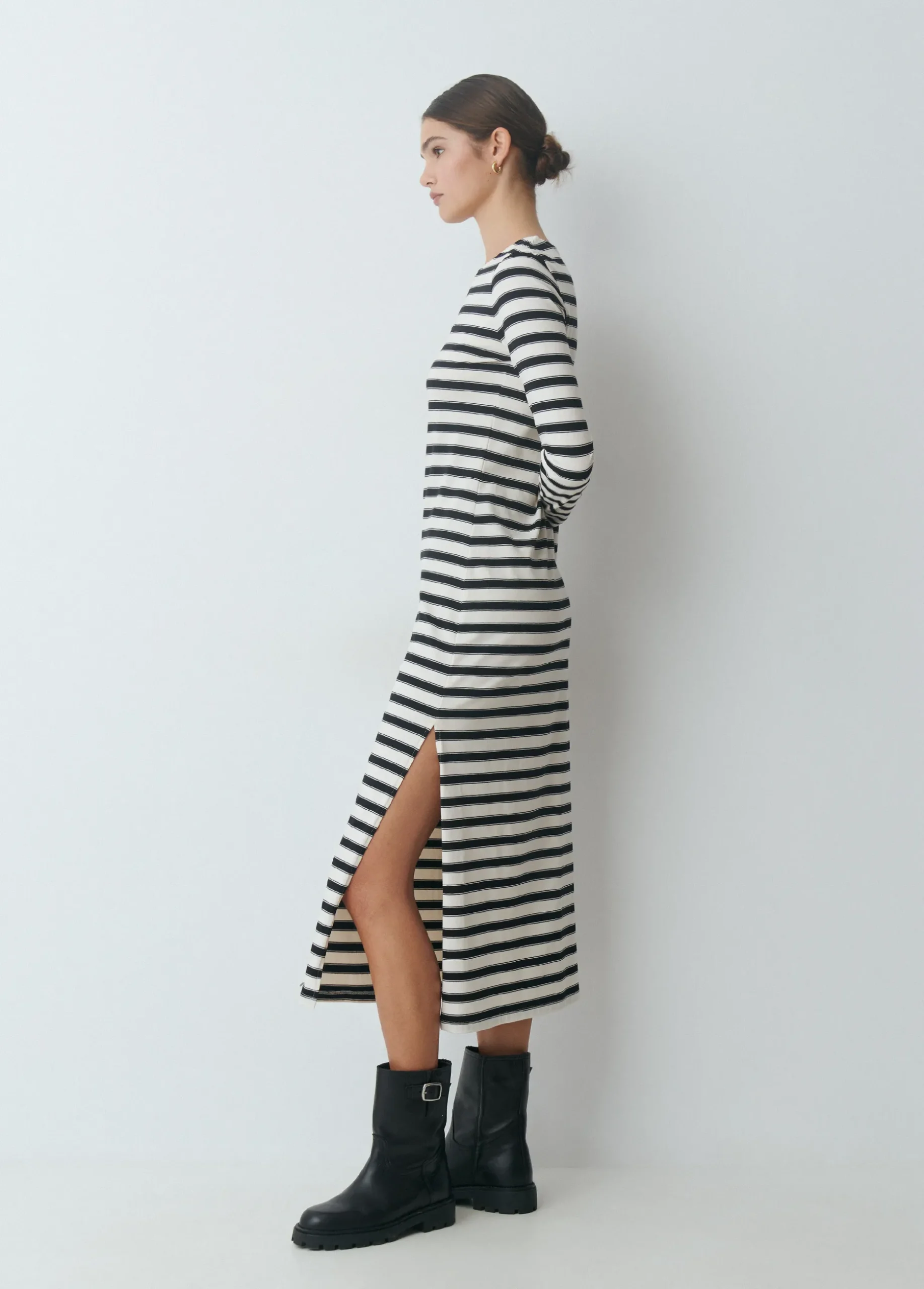 Vestido largo raya tejida