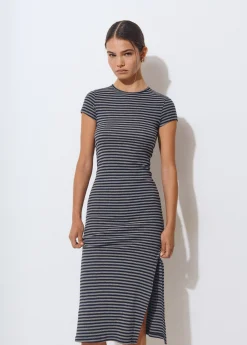 Vestido largo rayas manga corta