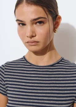 Vestido largo rayas manga corta