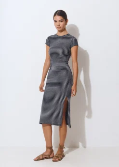 Vestido largo rayas manga corta