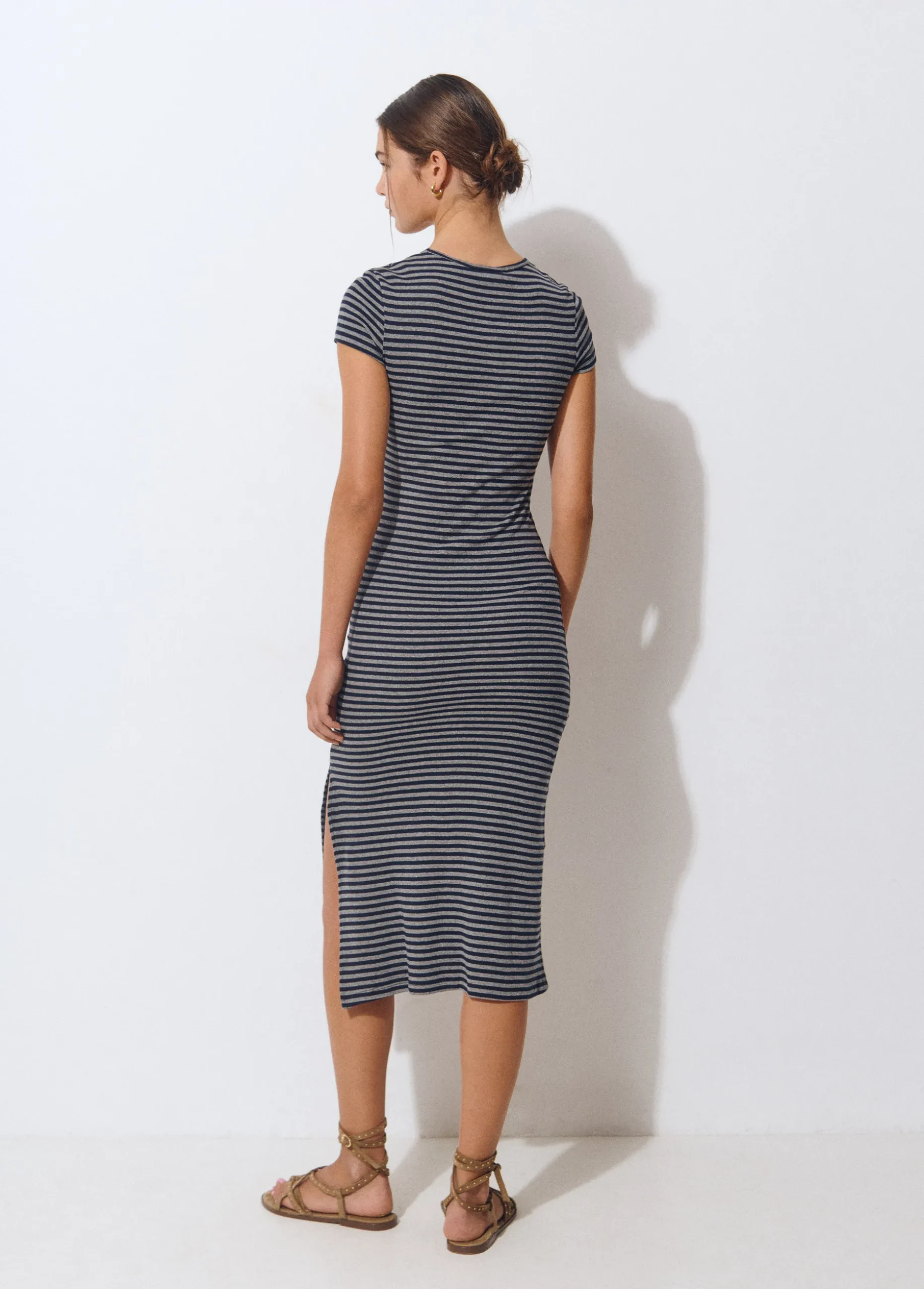 Vestido largo rayas manga corta